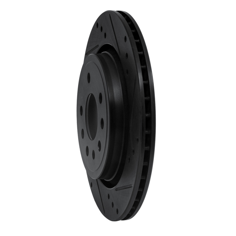 Cadillac BLS Brake Rotor (1) - Rear Right - R1 Concepts - Drilled & Slotted - Black - `03-`11
